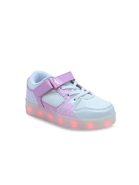

FEETWELL SHOES Boys Pink Perforations LED Sneakers