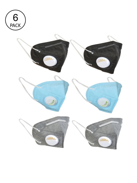 

OOMPH Unisex Pack Of 6 5-Ply Reusable Anti-Pollution KN95 Masks, Blue