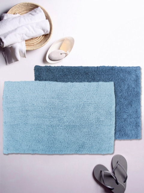 

AVI Living Set Of 2 Blue Solid 700 GSM Bath Rugs