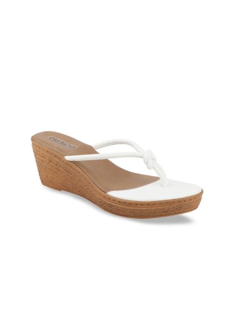 

CALZADO Women White Solid Wedges