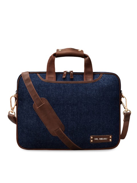 

DR. HENRY Unisex Blue & Brown Solid Laptop Bag