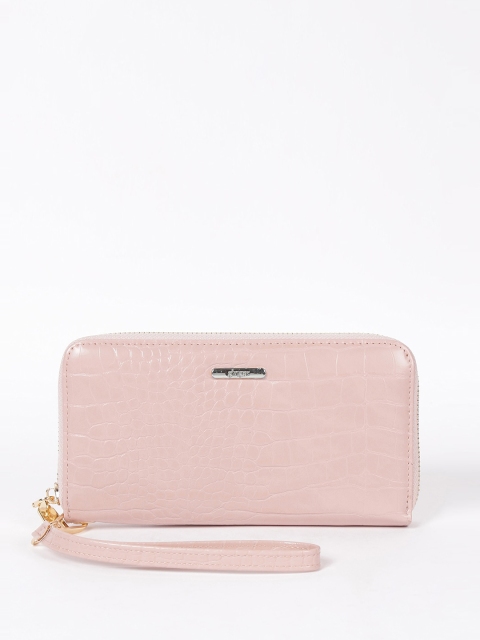 

Ginger by Lifestyle Women Pink Textured Zip Around Wallet