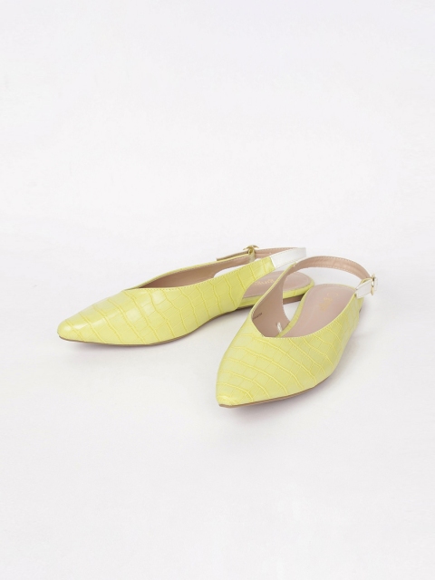 

Ginger by Lifestyle Women Yellow Textured PU Mules