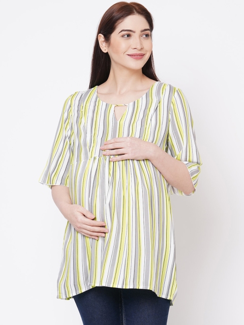 

Mystere Paris Multicoloured Striped A-Line Longline Maternity Top, Multi