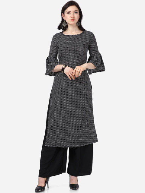 

Florence Women Black & White Solid Kurta with Palazzos