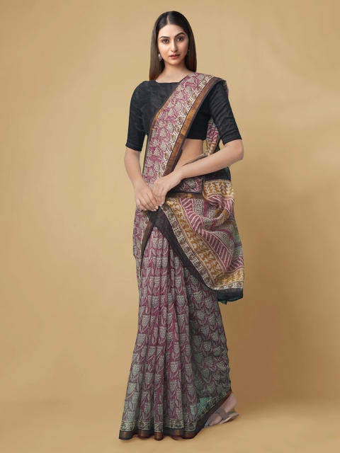 

Unnati Silks Pink Pure Cotton Printed Kota Saree