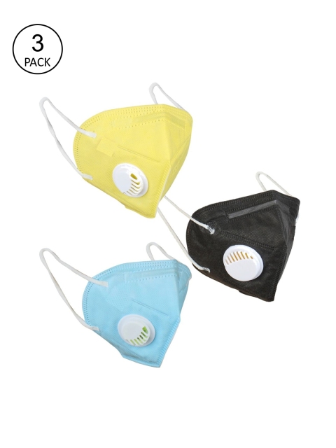 

OOMPH Unisex Pack Of 3 5-Ply Reusable Anti-Pollution KN95 Masks, Blue