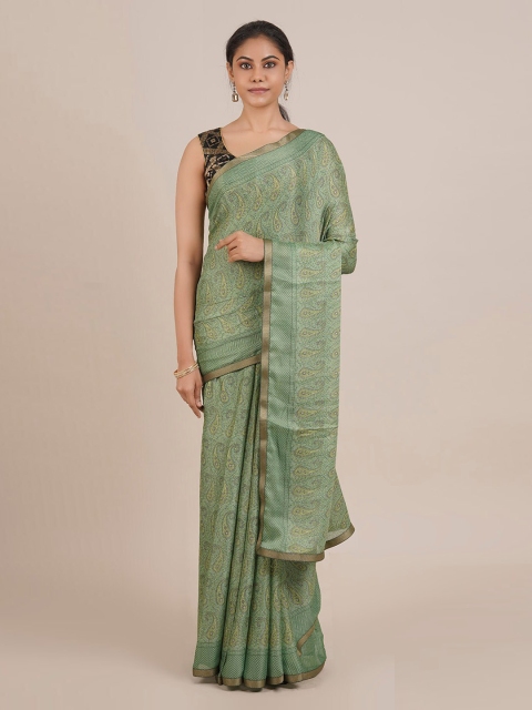 

Pothys Green Woven Design Poly Chiffon Saree