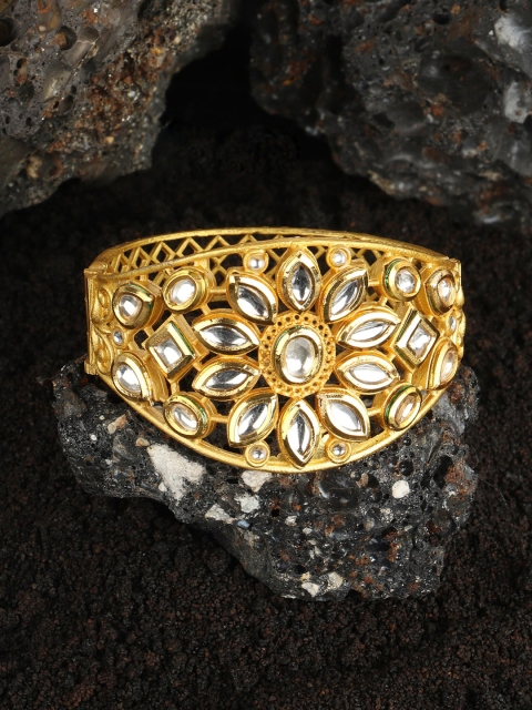 

ANIKAS CREATION Gold-Plated Kundan Kada Bracelet