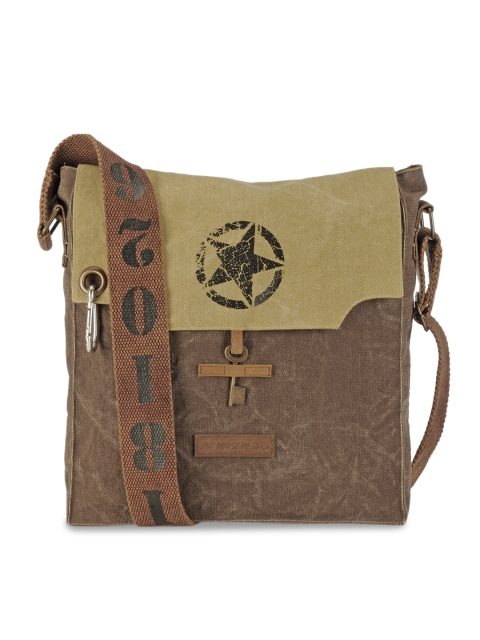 

The House of Tara Unisex Brown & Khaki Textured Messenger Bag