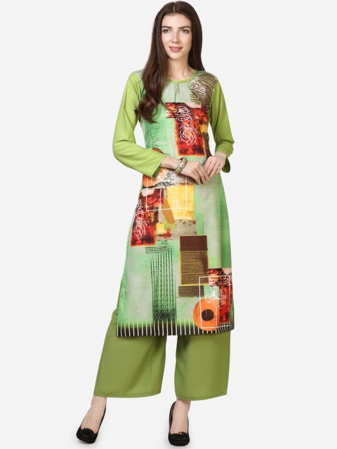 

Florence Women Green Printed Kurta with Palazzos