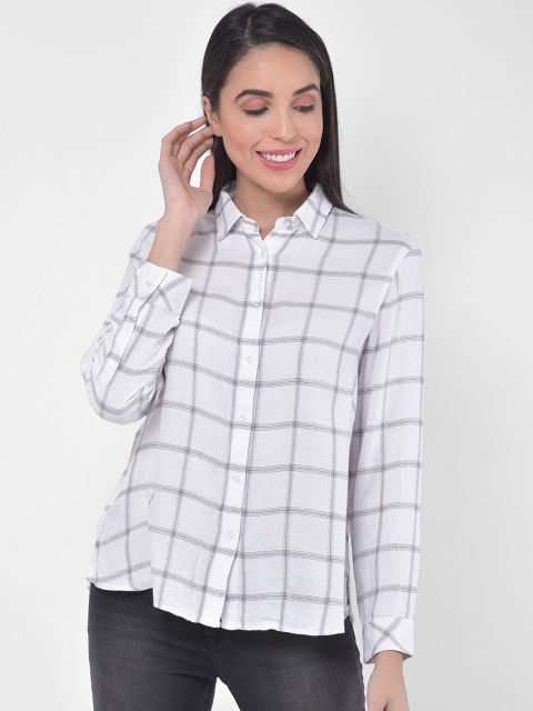 

JAAIVE Women White Regular Fit Checked Casual Shirt