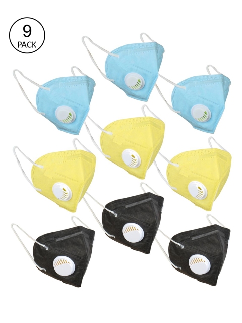 OOMPH Unisex Pack Of 9 5-Ply Reusable Anti-Pollution KN95 Masks, Blue