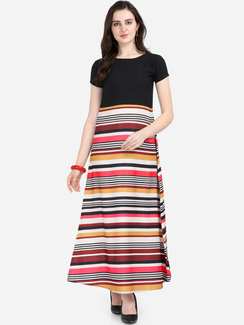 

Florence Women Black & White Striped Maxi Dress