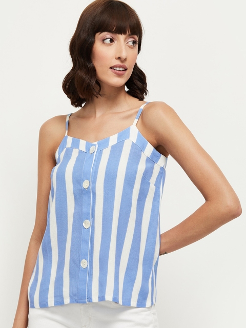 

max Blue & White Striped Regular Top