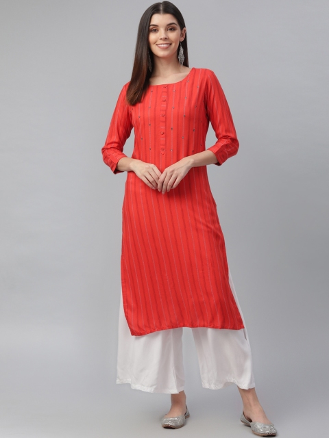 

nesara Women Red Printed Kurta