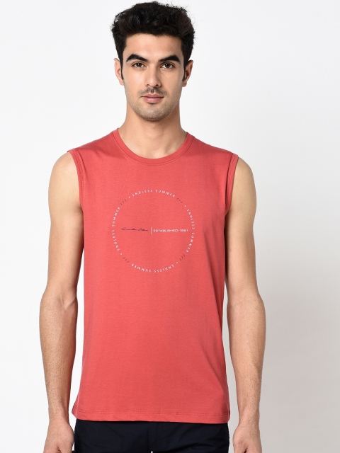 

Octave Men Coral Printed Round Neck Cotton T-shirt