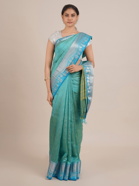

Pothys Blue Woven Design Jute Silk Saree