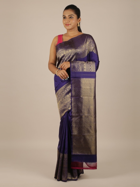 

Pothys Navy Blue & Gold-Coloured Pure Silk Woven Design Kanjeevaram Saree