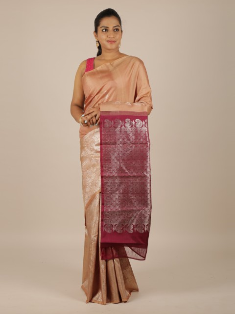 

Pothys Peach-Coloured Pure Silk Woven Design Kanjeevaram Saree