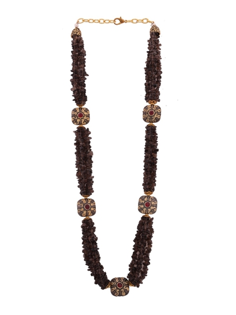 

Shoshaa Gold-Plated & Coffee Brown Beaded Necklace