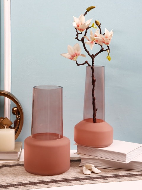 

TAYHAA Set Of 2 Rust Solid Thick Glass Autumn Glass Flower Vases
