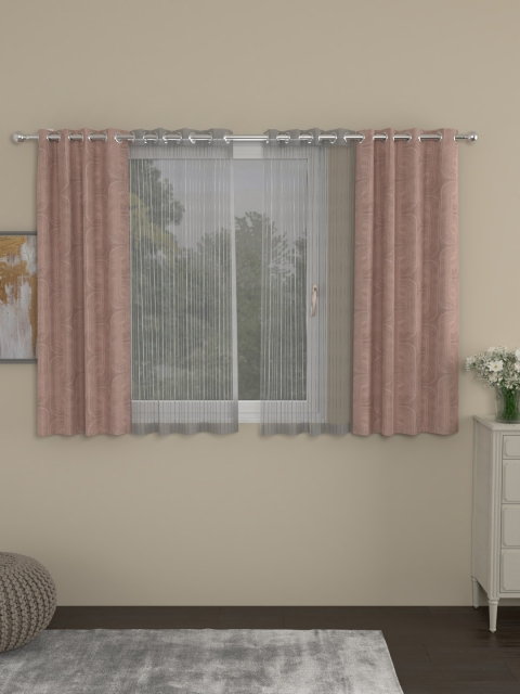 

ROSARA HOME Nude-Coloured & Grey Set of 4 Jacquard Window Curtains