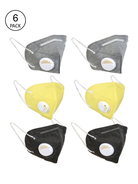 

OOMPH Unisex Pack Of 6 5-Ply Reusable Anti-Pollution KN95 Face Masks, Grey