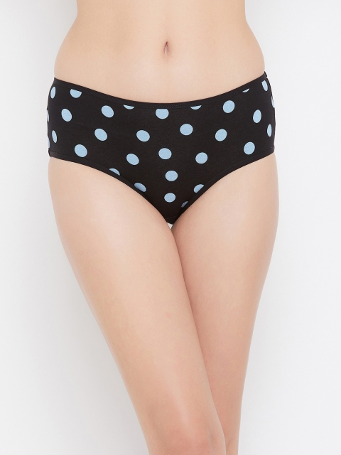 

Clovia Women Black & Blue Polka Dot Printed Hipster Briefs PN2679V133XL
