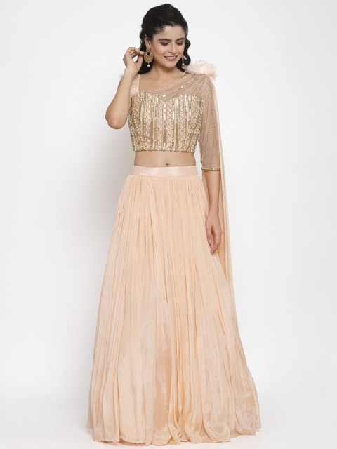 

KHALOM Peach-Coloured Ready to Wear Lehenga with Blouse