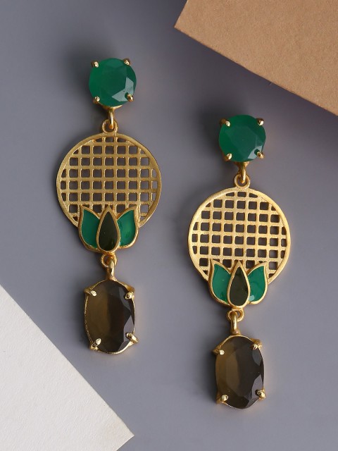 

Shoshaa Gold-Toned Contemporary Drop Earrings