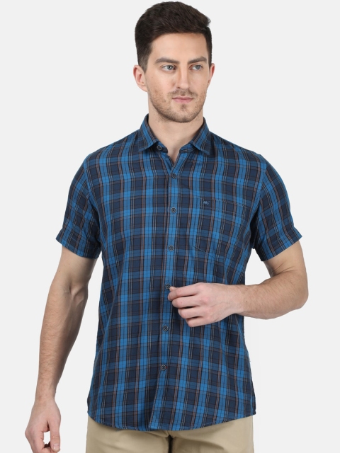 

Monte Carlo Men Blue Regular Fit Checked Cotton Casual Shirt