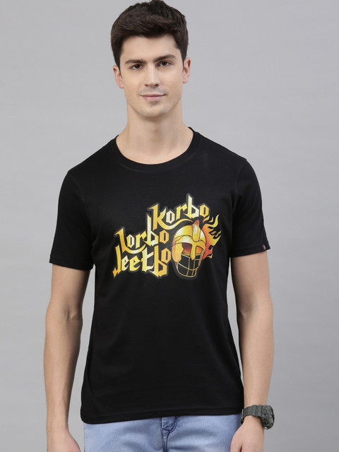 

Bushirt Men Black Printed Round Neck T-shirt