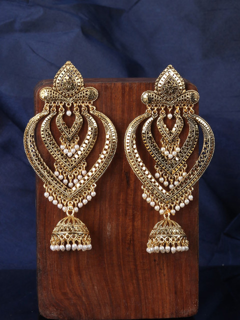 

ANIKAS CREATION Gold-Toned Dome Shaped Jhumkas
