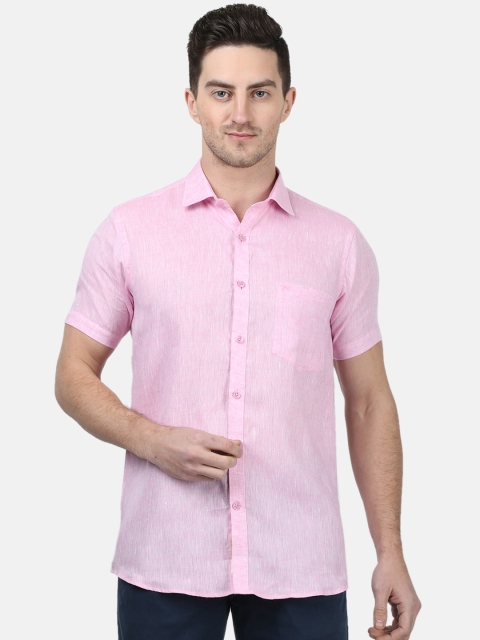 

Monte Carlo Men Pink Regular Fit Solid Linen Casual Shirt