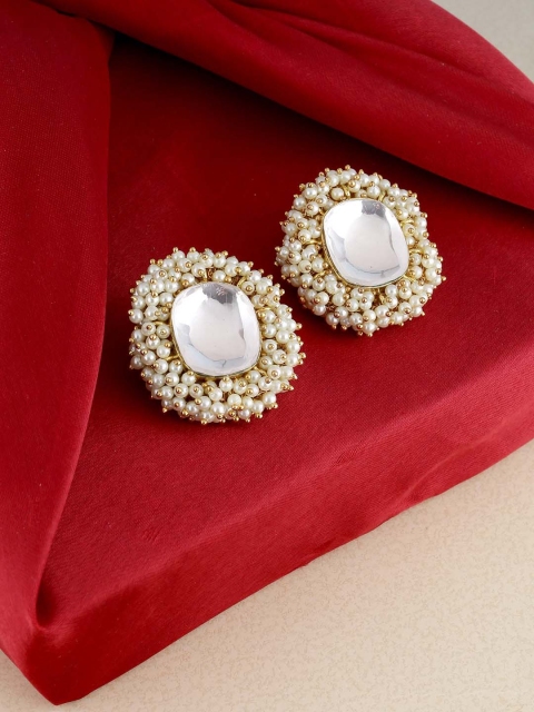

Shoshaa Gold-Plated Off-White Contemporary Drop Earrings