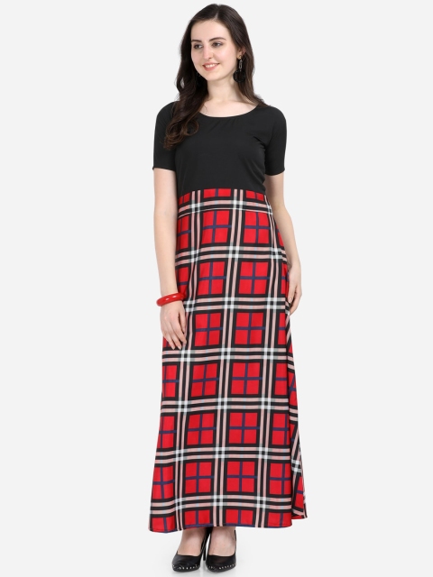 

Florence Women Red & Black Checked Maxi Dress