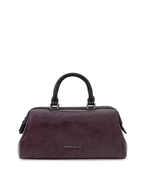 

MIRAGGIO Wine Textured Top-Handle Bag, Burgundy