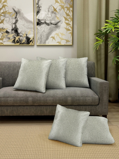 

KLOTTHE Set of 5 Silver-Toned Self Design Square Cushion Covers