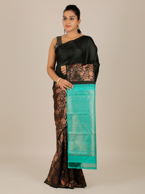 

Pothys Black & Gold-Toned Pure Silk Woven Design Kanjeevaram Saree