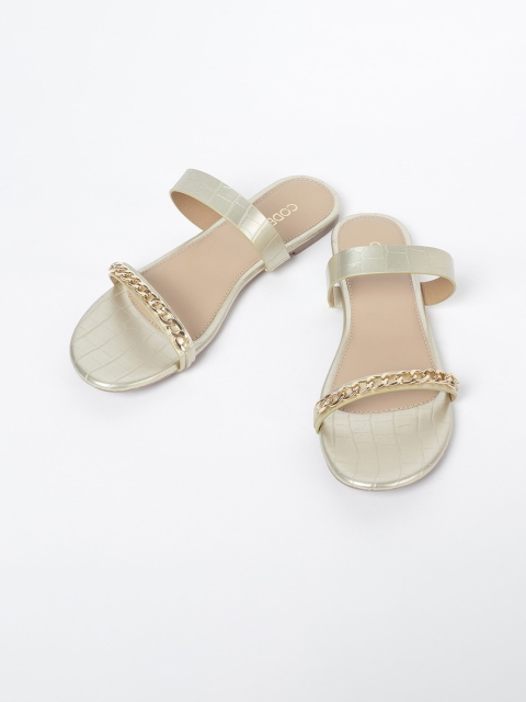 

CODE by Lifestyle Women Gold-Toned Embellished Open Toe Flats