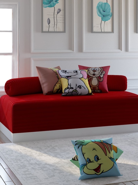 

Bromwick Set of 8 Red & Yellow Printed Single Bedsheet With Bolster & Cushion Covers