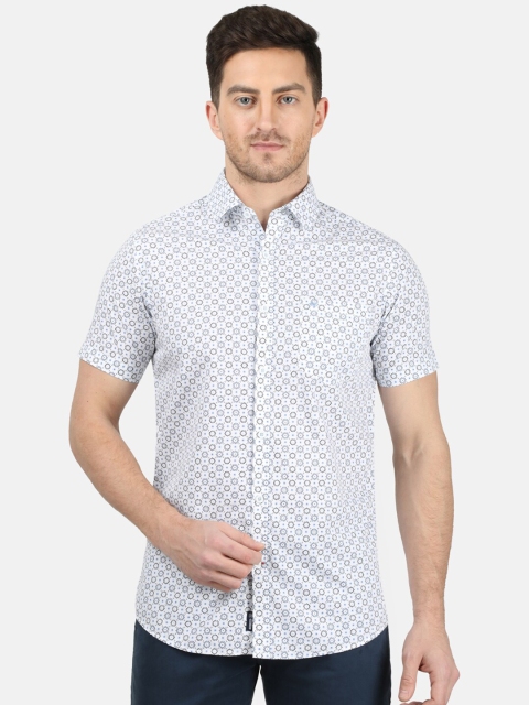 

Monte Carlo Men Blue Slim Fit Printed Cotton Casual Shirt