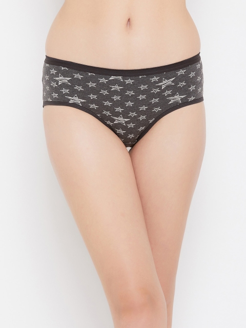 

Clovia Women Black & Grey Printed Hipster Briefs-PN2854F05S