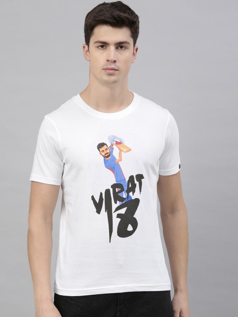 

Bushirt Men White Printed Round Neck T-shirt