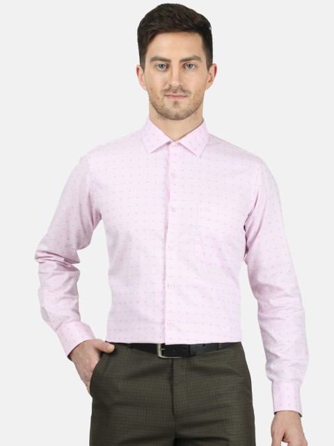 

Monte Carlo Men Pink Regular Fit Self Design Cotton Formal Shirt