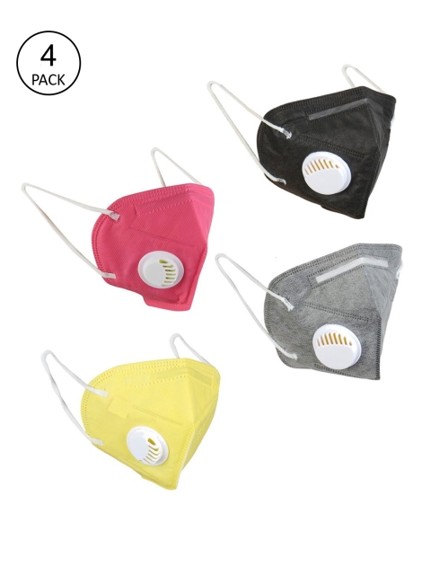 

OOMPH Unisex Pack Of 4 5-Ply Reusable Anti-Pollution KN95 Face Masks, Black