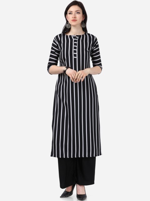 

Florence Women Black & White Striped Kurta with Palazzos