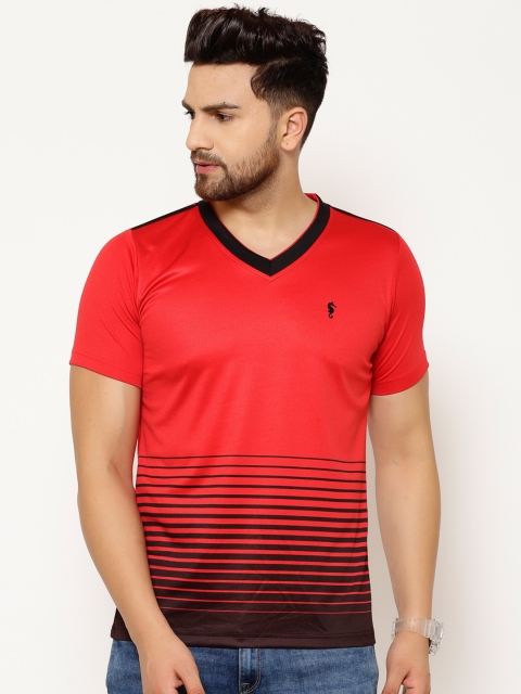 

EPPE Men Red Striped V-Neck T-shirt