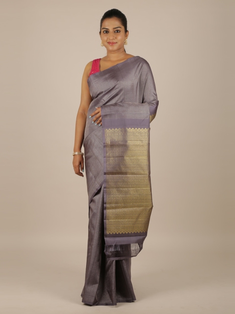 

Pothys Grey Pure Silk Solid Kanjeevaram Saree